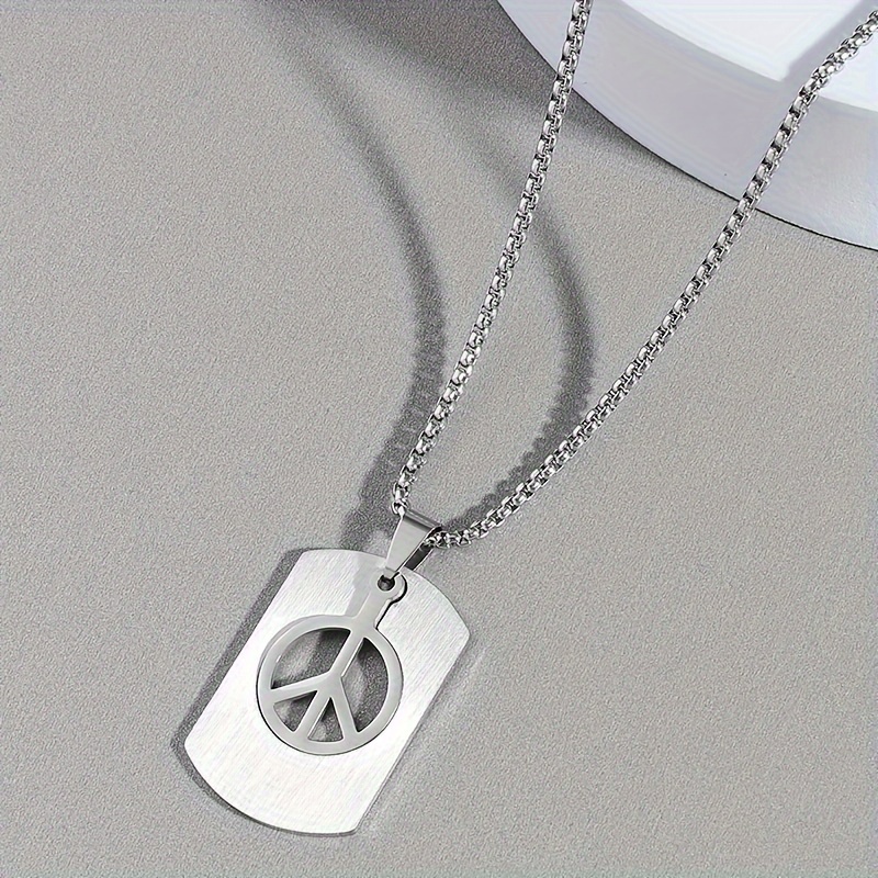 Punk 304 304 Stainless Steel Peace Sign Pendant Necklace For Men Women