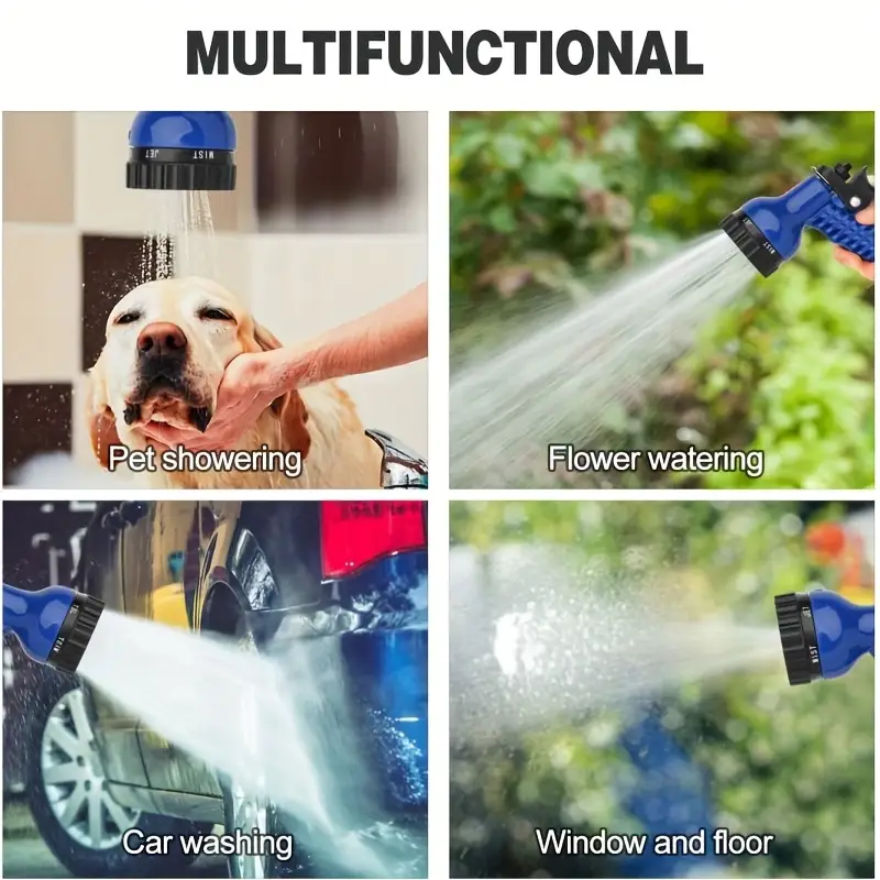 100ft garden hose 7 adjustable function nozzles leak proof design car washing water pipe garden watering water pipe garden watering water pipe suitable for outdoor such watering yard cleaning car washing pet bathing Product details 5