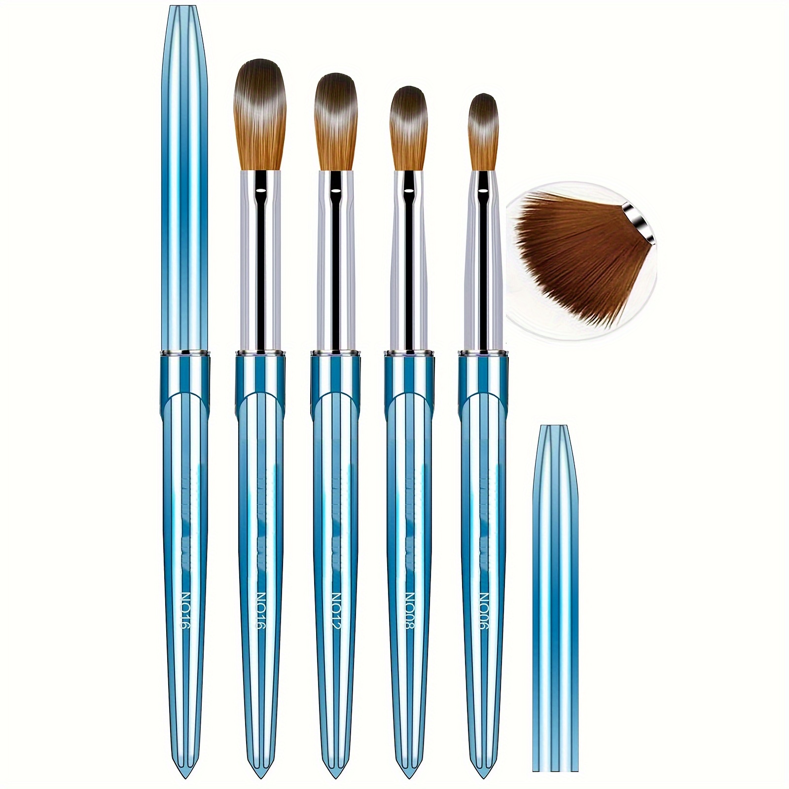 

Acrylic Nail Brush Set, 4pcs Acrylic Nail Brush For Nails Size 6/8/12/16 Nail Art Brush For Acrylic Powder Application, Acrylic Nail Extension, 3d Nail Carving Nail Brush Set