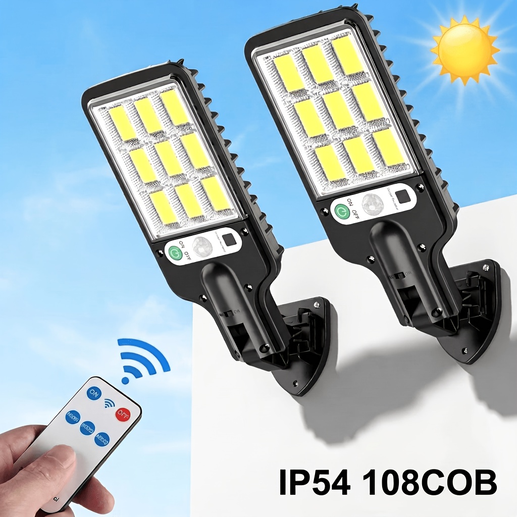 TEMU 2/4 Pack Led Solar Street Light Outdoor Lamp Waterproof Ip54 Security Powered For Dusk Dawn Court And Solar Flood Lights Commercial