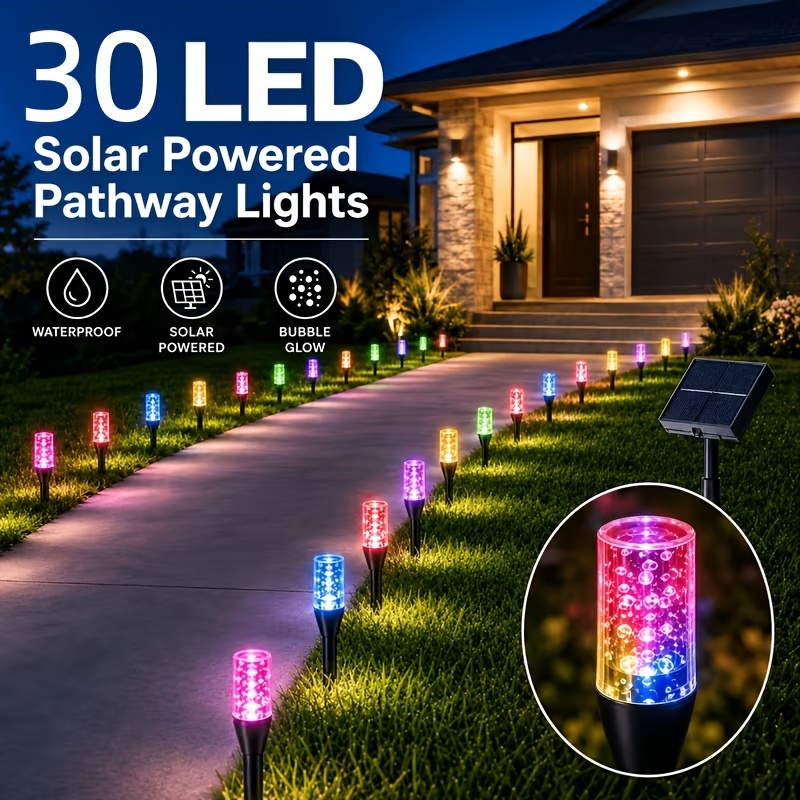 TEMU 30pcs Halloween Solar Outdoor Ground Plug Lights, Crystal Bubble Ball Lights, Solar Twinkling Lights For Outdoors, Yard, Garden, Summer Camping