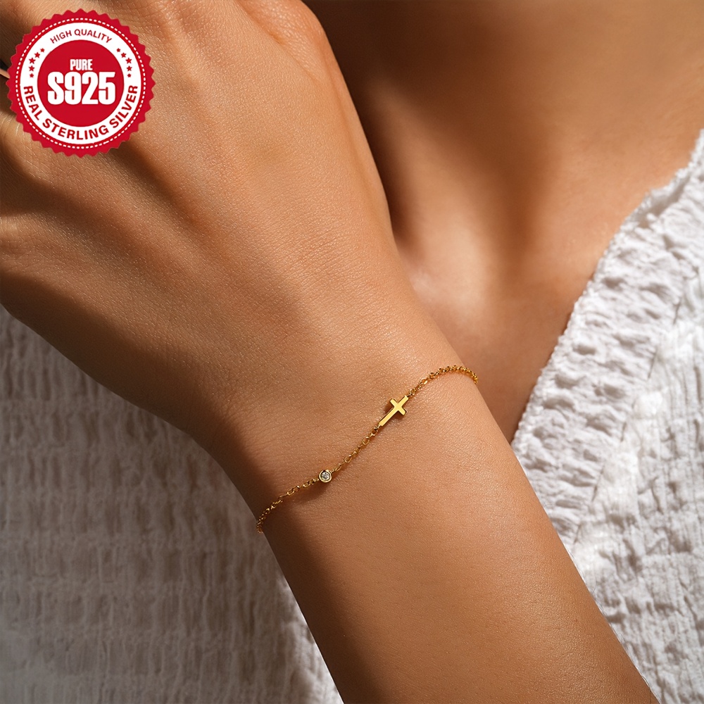 Image of S925 Inlaid With Single Zirconia Bracelet Unique Light Luxury Perfect Gift For Ladies Hypoallergenic