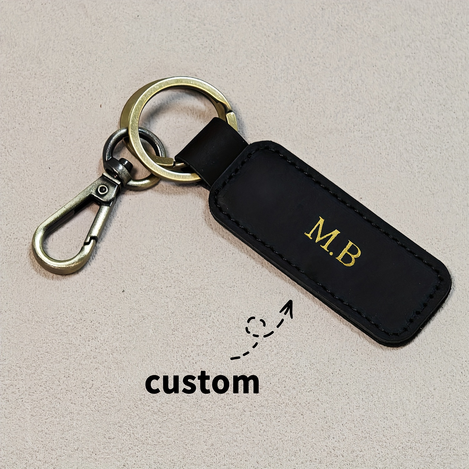 Image of Customizable Pu Keychain, Personalized Name Customization, Vintage Style Car Keychain, Unisex Fashion Accessory, Perfect Gift For Father, Mother, Lover, Friend, Holiday, Birthday