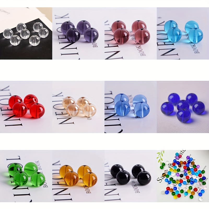 

100pcs Smooth Glass Colorful Round Beads For Diy Jewelry Making Accessories