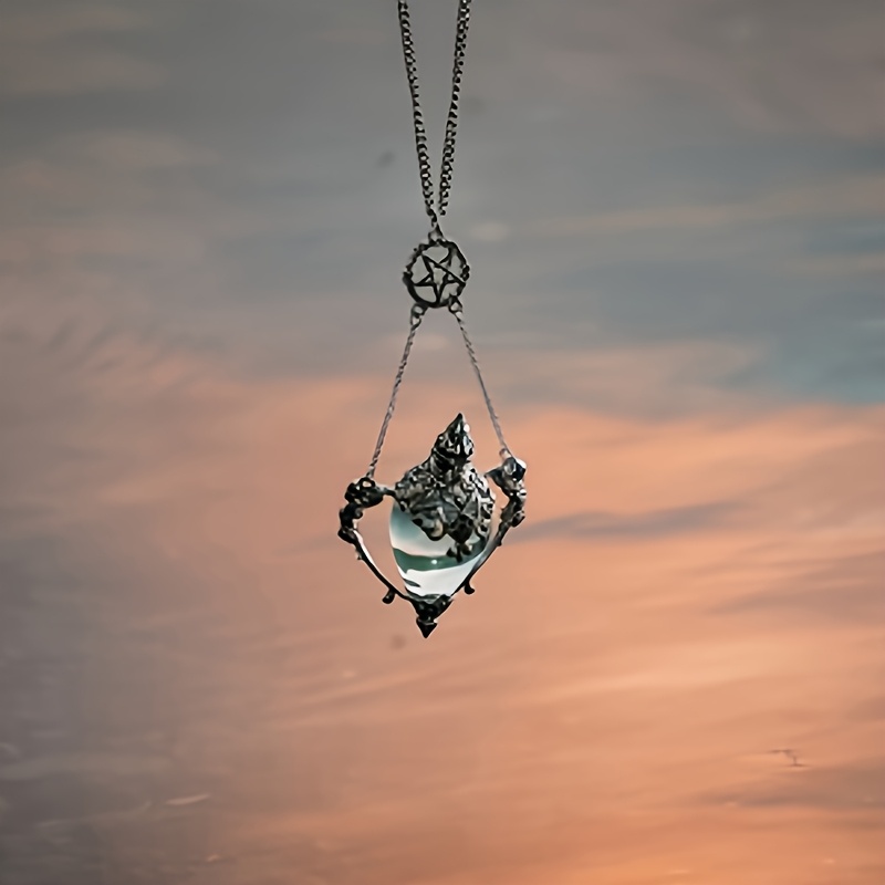 TEMU 1pc Fashion Gothic Dark Series Pentagram Victorian Apothecary Bottle Pendant Necklace D220