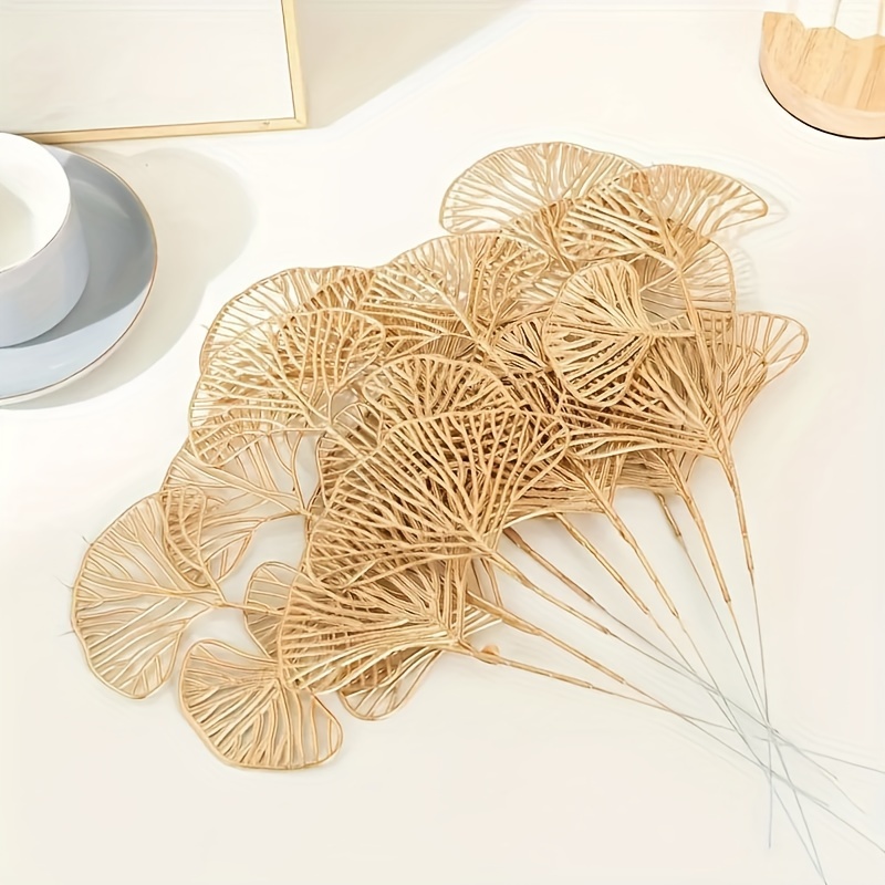 

15pcs Golden Artificial Plant Stems For Christmas, Thanksgiving, , Easter, 's Day - Plastic Faux Flowers For Home Decor, Tabletop, Room Types Without Container