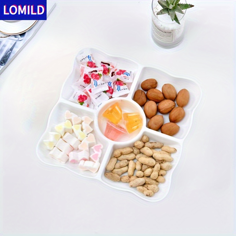 

1pc Compartment Snack Serving Tray, Pp Material, Appetizer Platter For Party, Candy, Nuts, And Pastry