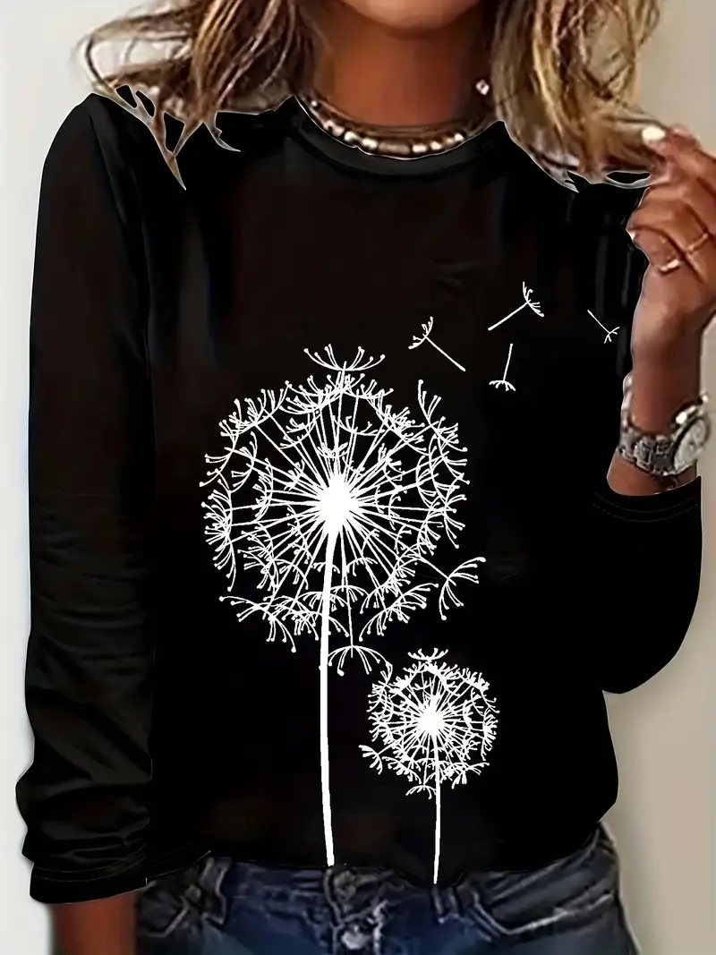 2023 spring autumn new arrival printed round neck loose long sleeve t shirt machine washable daily wear and home use spring fashion autumn clothing geometric print relaxed fit breathable fabric comfortable fabric basic top everyday wardrobe casual wearers Product details 12