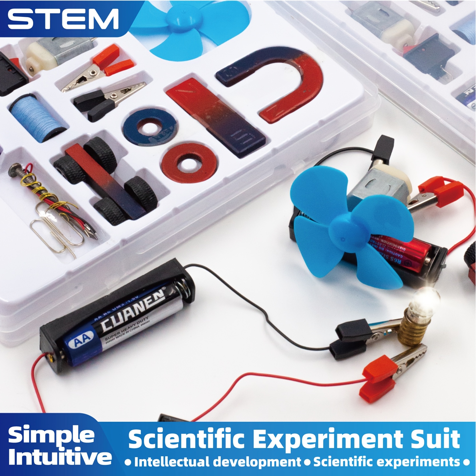 stem circuit with led bulbs battery box lamp holder switch educational science experiment set for teachers international science education organization english instructions science international science education materials stem project bo Product details 1