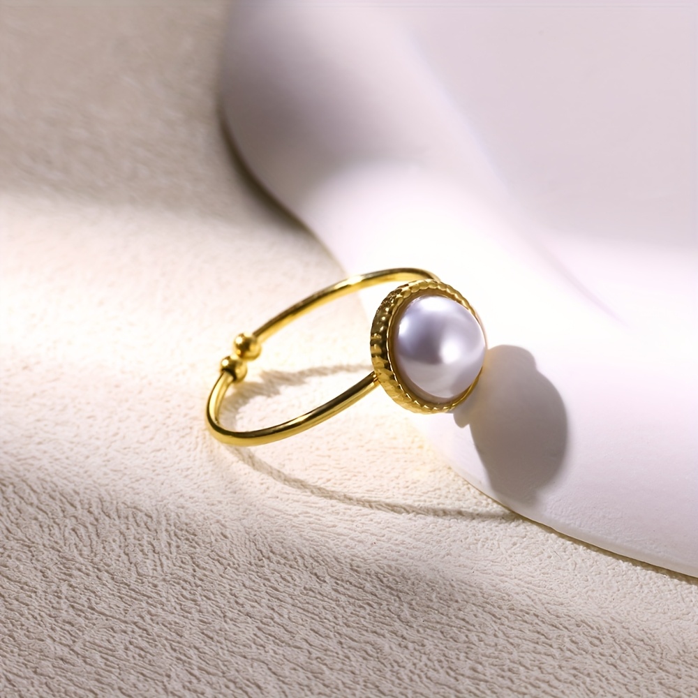 טבעת פתוחה מתכונת ייחודית אחת, נירוסטה מצופה זהב 18 קראט עם חופשה חגיגית, מלאכותית, טבעת חגנת, מלאכותית, תכשיטים לכל עונה