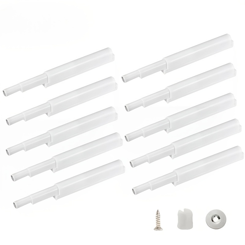 E-shop 10er-Packung Magnetische Schiebeverschlüsse in Weiß/Grau - Einfache Installation, Touch-Release Schrank- und Schubladenschlösser - Polierte