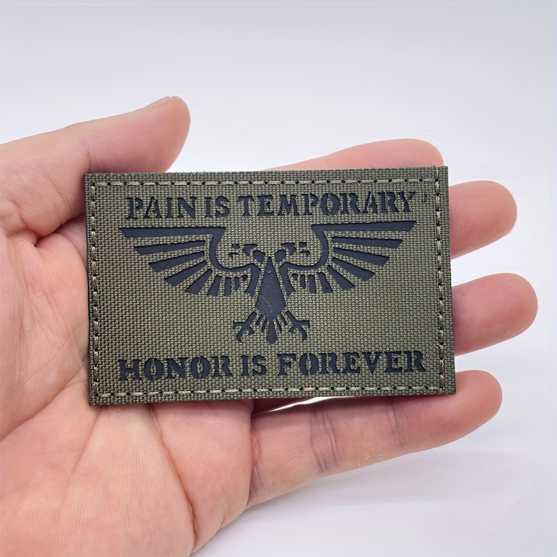 

1pc Reflective Military Motivational Patch With Hook And Loop Fastener - "pain Is Temporary Is Forever" Tactical Badge For Backpacks, Clothing, And Uniforms