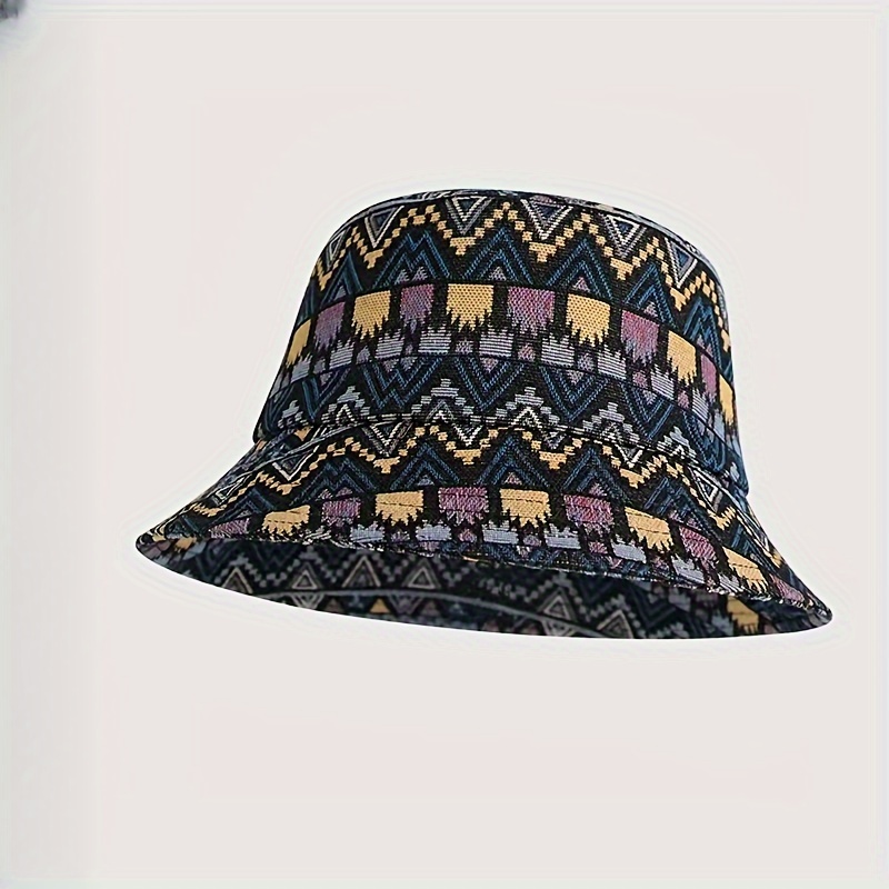 Women's Woven Straw Fisherman Cap, Retro Chinese Style Bucket Hat,  Lightweight Casual Travel Hat For Women, Breathable Polyester Fiber Hat