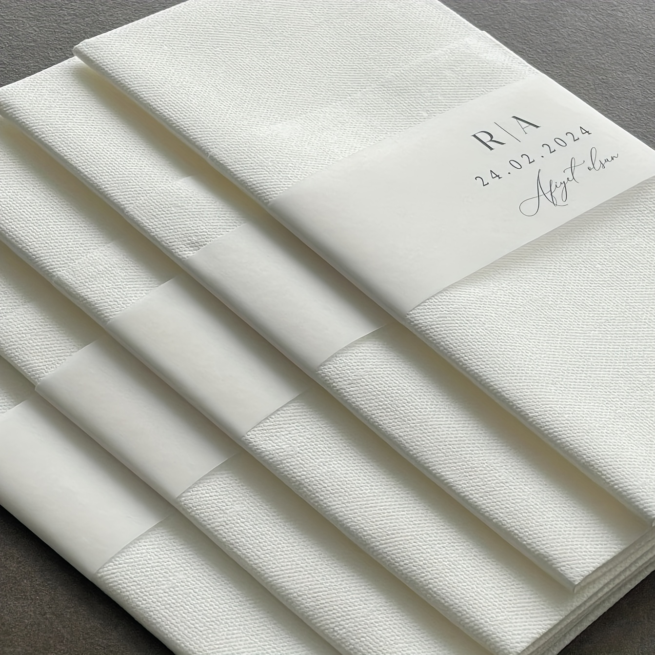 Image of Personalized Wedding Napkin Rings - Custom Names & Date, Elegant Table Decor With Matching Wedding Bands-like Label For Engagement, Wedding, Anniversary - Paper Napkin Holders For Guests, Keepsake