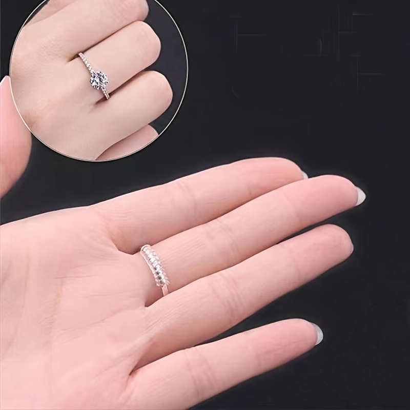 4pcs/set Ring Size Adjuster Invisible Jewelry Sizer Shrinking Wrapping Anti Detachment Protection Ring Guard Ring Sizer Adjuster Clear Ring Size Reducer For Loose Rings Fit Almost Any Ring