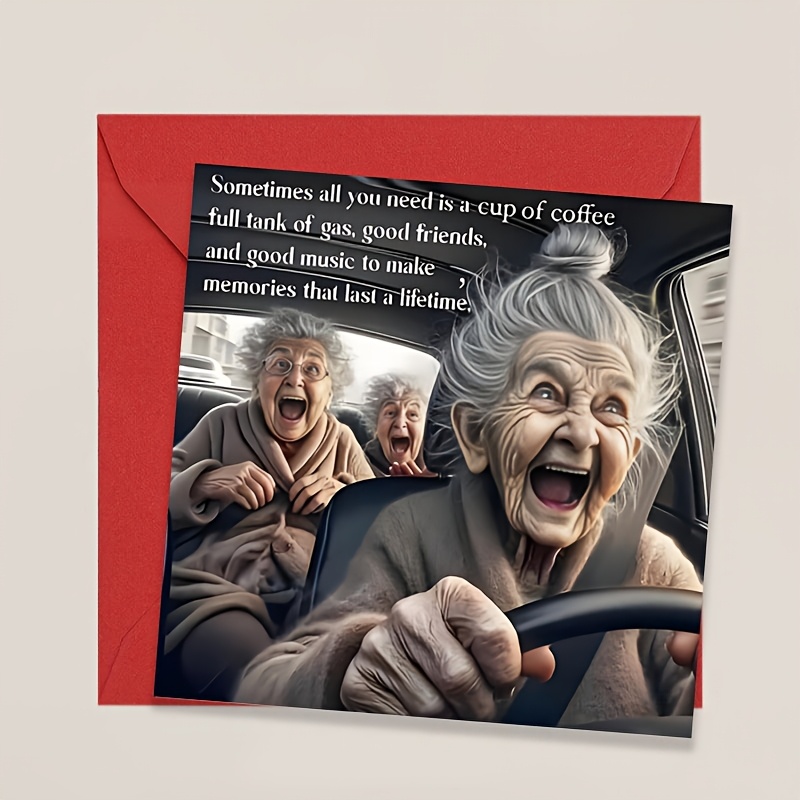 TEMU 1pc 's Birthday Card, - Funny Design, Best Birthday Gift, Humorous Aging Joke Greetings, High-quality Paper With Envelope, Suitable For Sisters