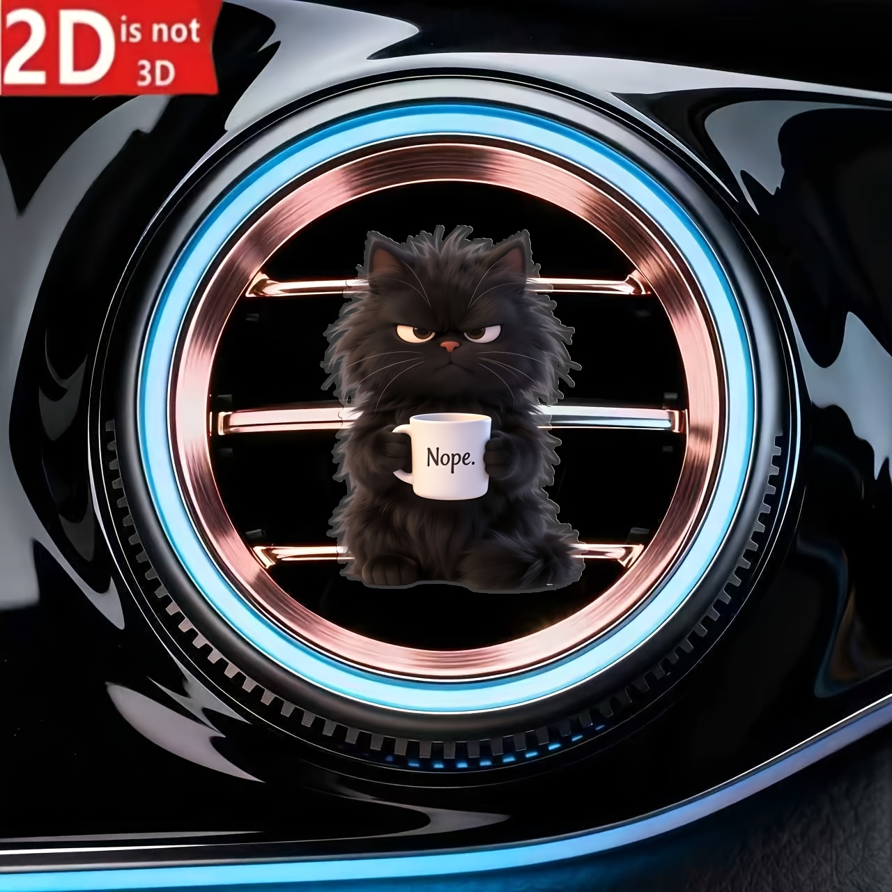 TEMU Décoration de clip de ventilation de voiture motif majestueux buvant du café plat 2D, 1 pièce, "Parfum non inclus", avec double coussin d'éponge