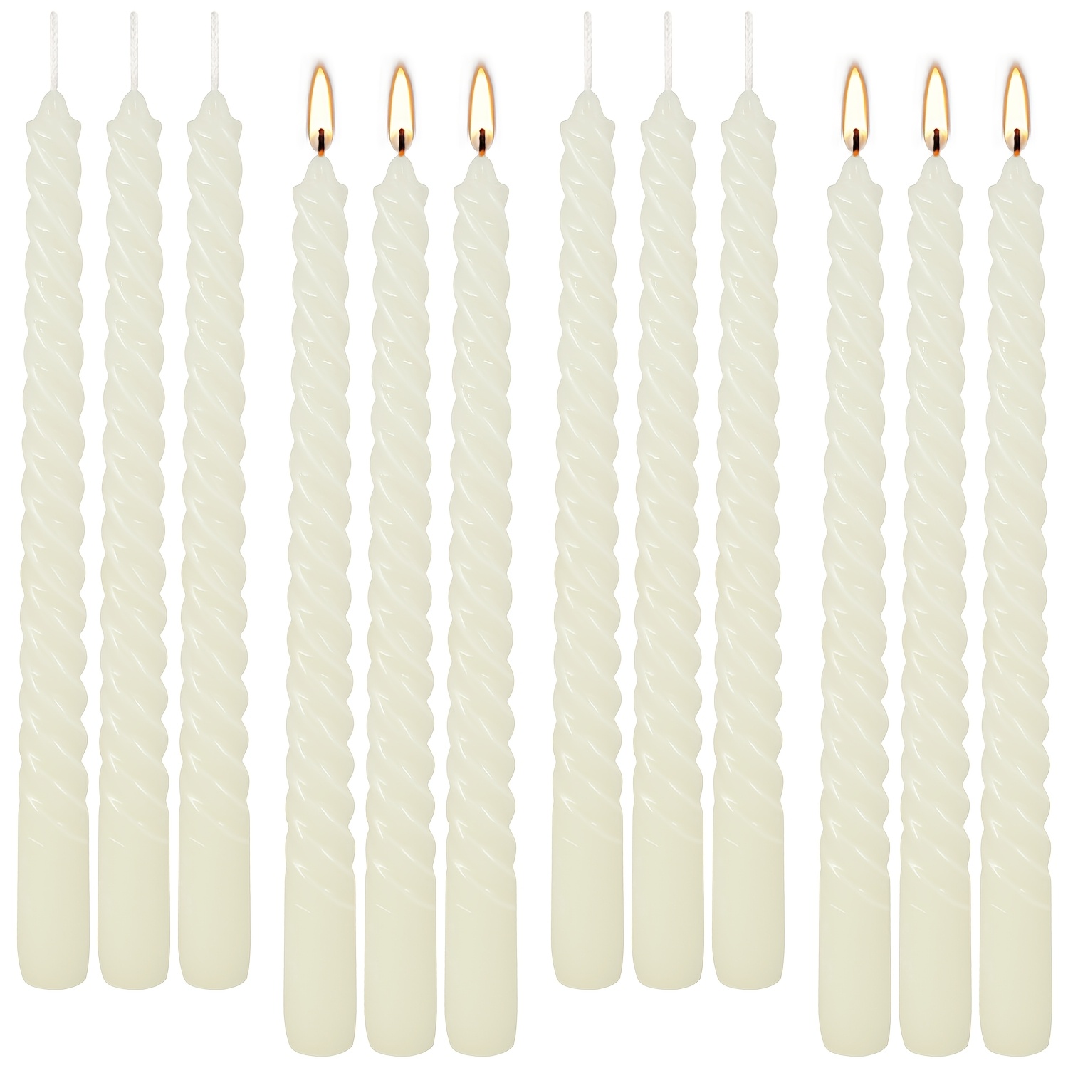 Image of Festival Candles 12 Thin Spiral 10-inch , New Arrival, 8-12 Hours, Smokeless And Odorless,christmas And Halloween Candle Decorations, Candlestick Candles, Festive Celebration Candles