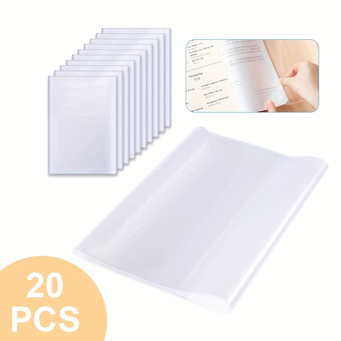 

20-pack Pvc Clear Book Sleeves - A4 Size Transparent, Reusable & Adjustable Book Protectors, Thicken Plastic Waterproof Exercise Book Covers For School, Office & Home Use