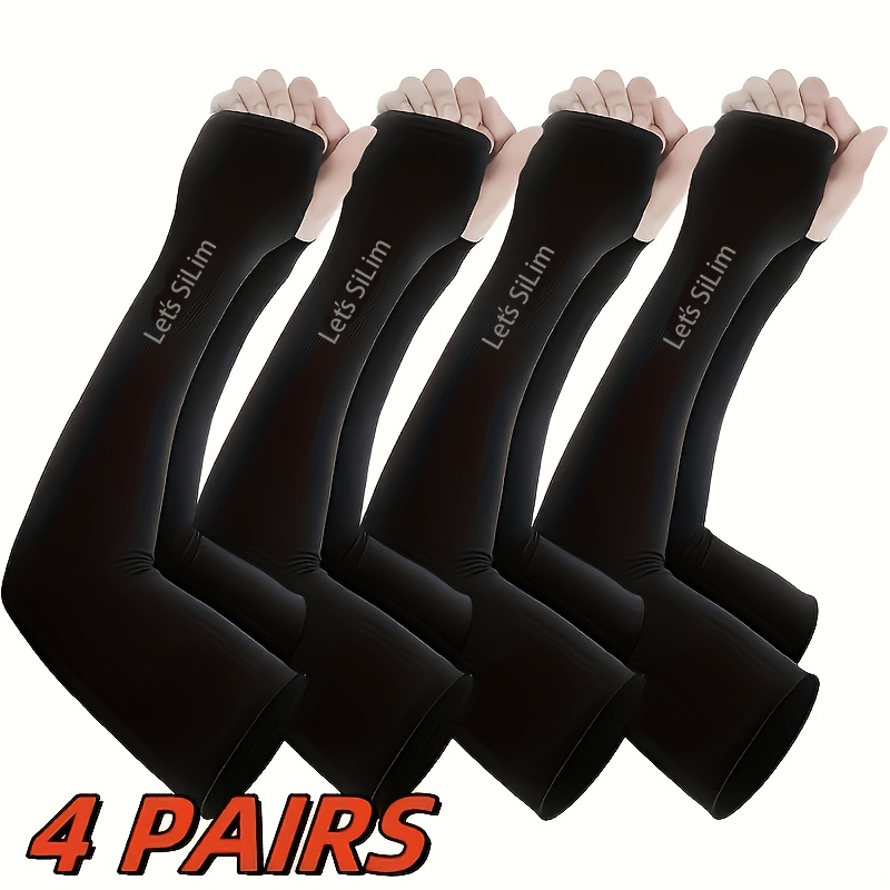 4 Pairs Of Black Gloves With Thumb Holes, Unisex, Suitable For Golf, Cycling, Fishing, Jogging - Summer Wear, Summer Gloves | Thumb Hole Sleeves