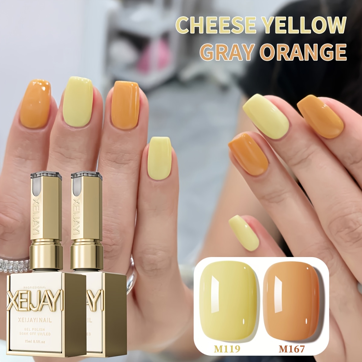 Nail Polish Set 2 Colors 15ml Cream Orange Nail Gel Soaking Led Gel Salon Ladies Nail Art Tools Fashion Holographic Nail Art