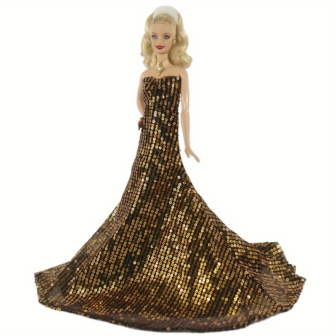 Robe Barbie Nôel étoile dorée, vêtement pour poupée mannequin