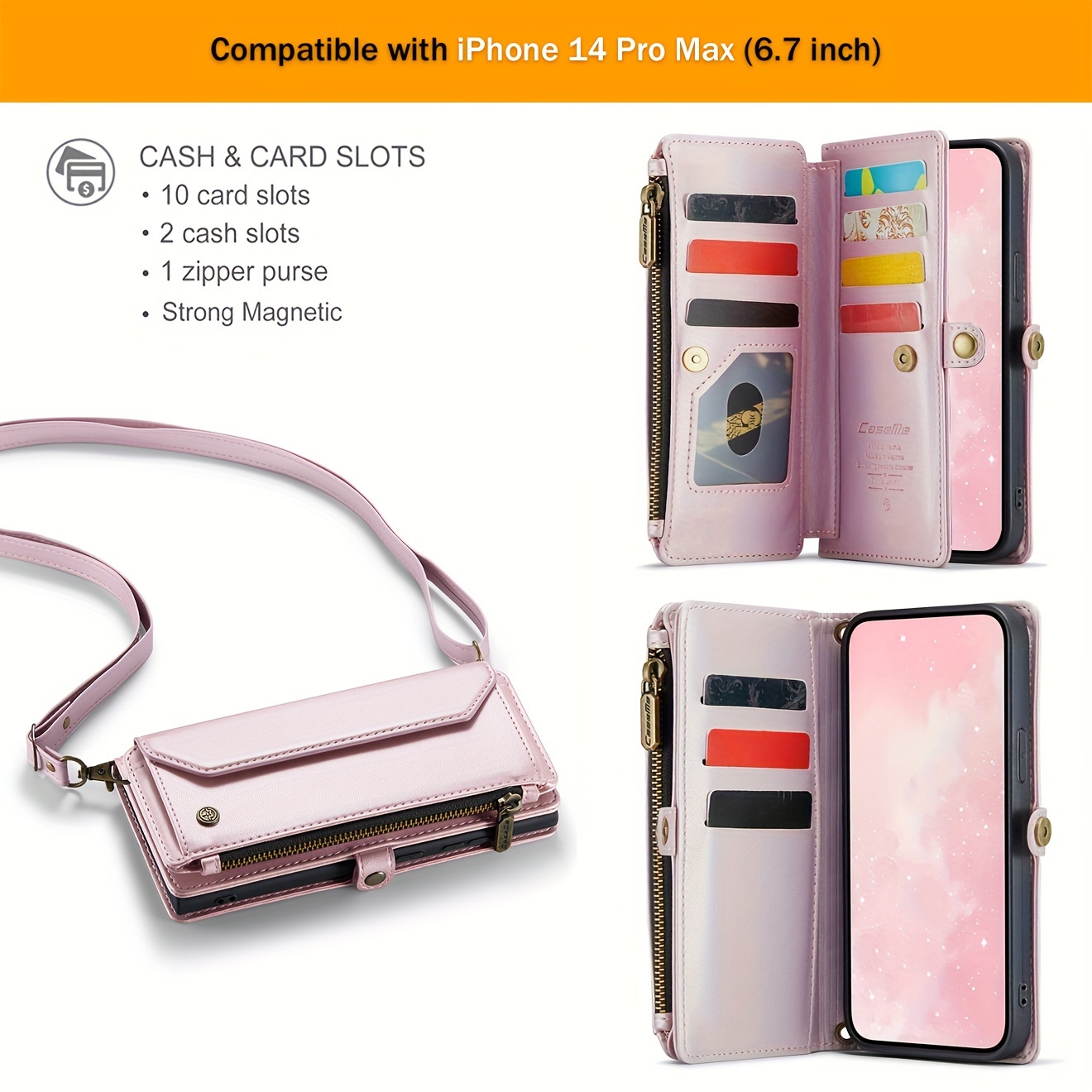 Wallet Phone Case Support Wireless Charging with Blocking Card Holder, Flip Folio Book Faux Leather Protective Phone Cover for iPhone 16e/16/11/12/13/14/15 Pro Max/15 Plus/13 Mini/7/8 Plus/SE 2022/SE 2020 - Image 107