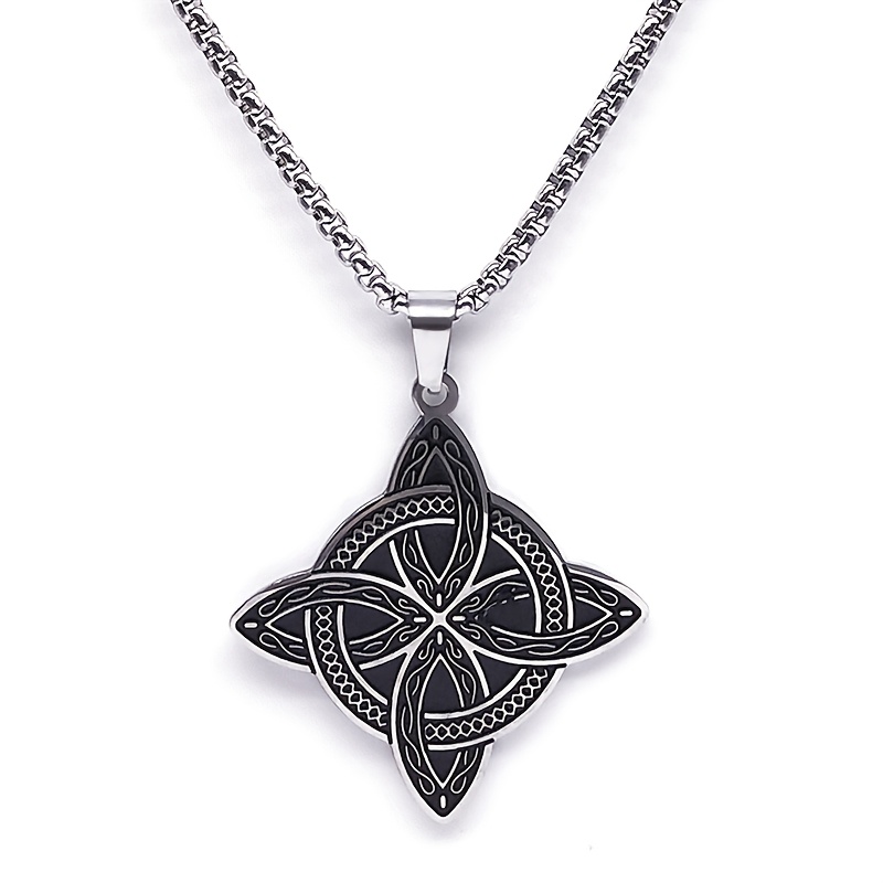 TEMU Squisita collana con ciondolo a nodo della strega con motivo in acciaio inossidabile, nodo , , regalo di Natale per e famiglia