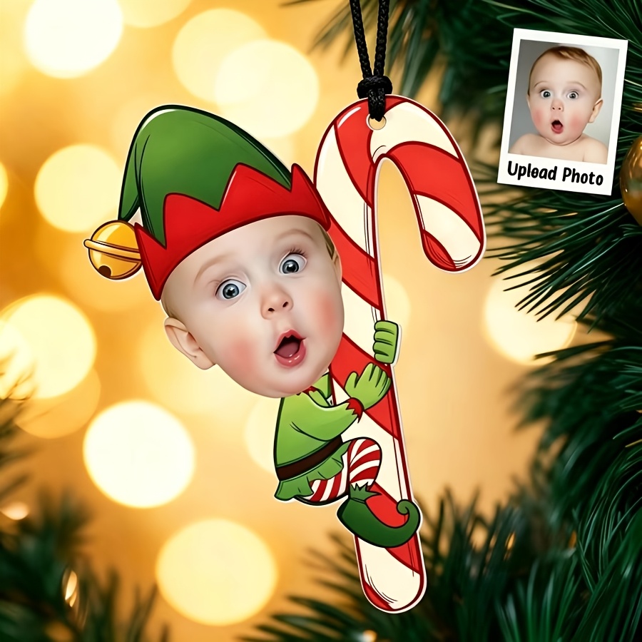 TEMU 1pc, 2d Custom Flat Personalized Photo Christmas And Holiday Ornaments - Custom Unique Perfect Gift - Family Tree, Christmas Party, New Year