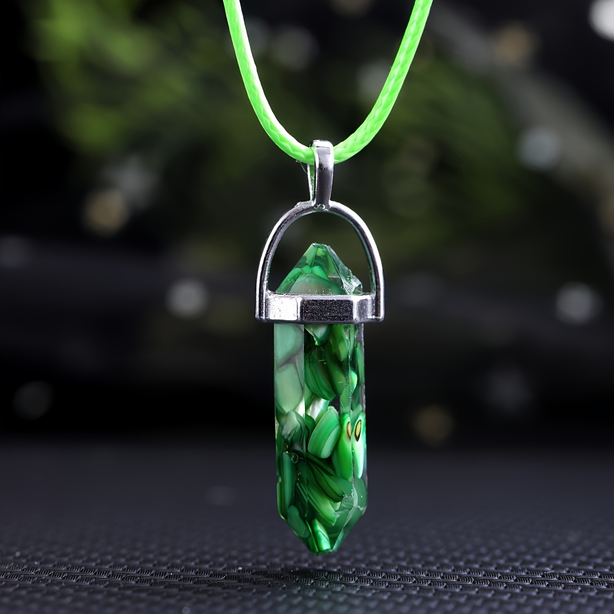12pc Multi-Color Resin Hexagon Pendant Necklace Set