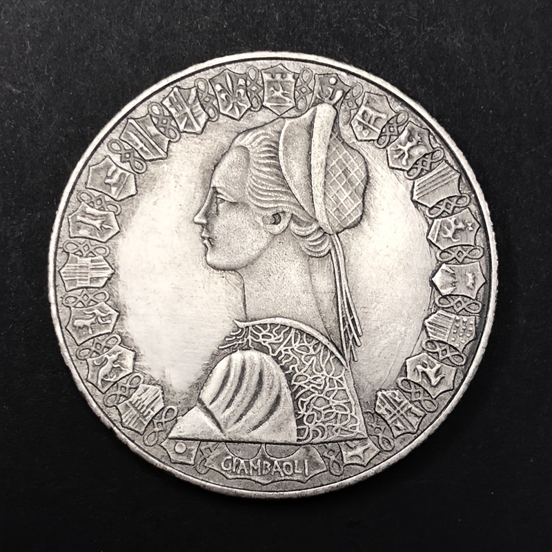 реплика монеты винтажная итальянская ренессансная девушка & парусник колумба 500 лир - антикварная коллекционная, творческий декор подробные сведения 1