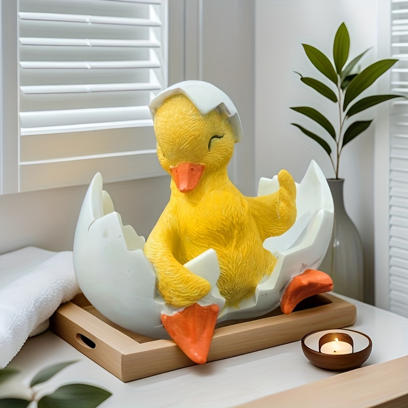 Collectible Figurines , Resin Duck And Egg Ornament - Rustic Farmhouse Style, Perfect For Wedding , Easter Decor, And Accents