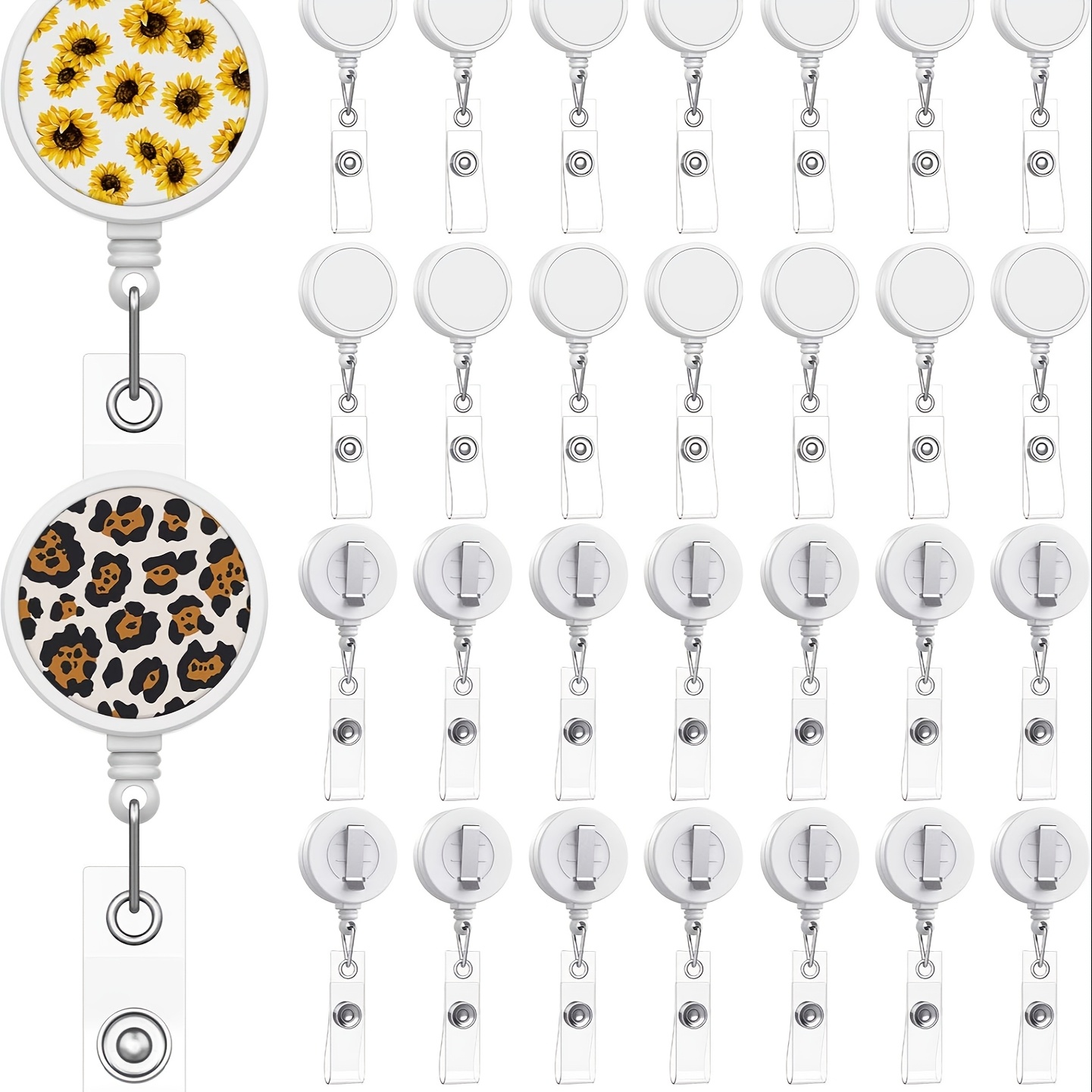 TEMU 28pcs Blank Sublimation Blanks Tag Holder Sublimation Retractable Badge Holder Diy Retractable Heat Badge Holder With Clip For Id Card Holders,
