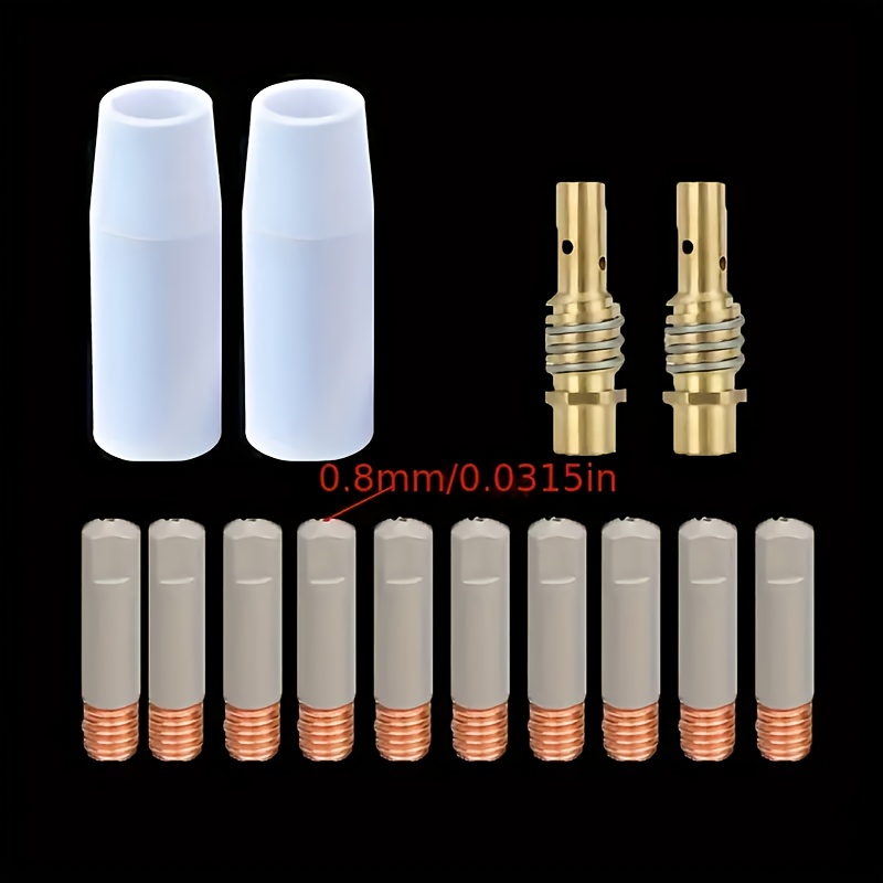14pcs/pack, 15ak Mb15ak Mig New Coated Anti-spill Welding Nozzle European Welder Accessories High-temperature Ceramic Protective Cover Dual Shielded Welding Ceramic Nozzle Set