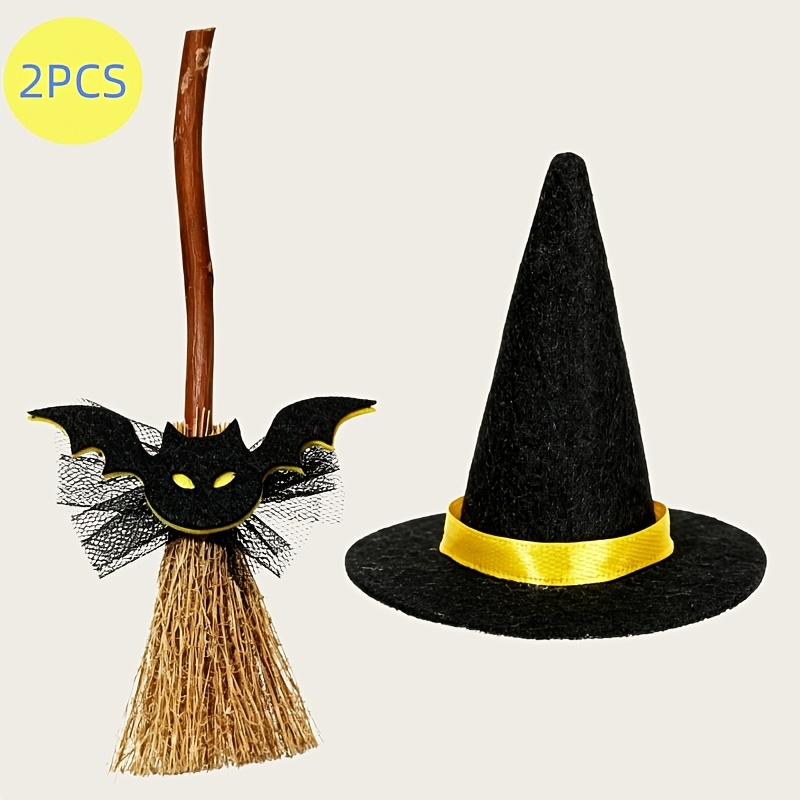 TEMU Set Mini Cappello da Strega e di Halloween, Accessorio per Capelli da Strega Compatta per Giochi di Ruolo, Clip per Capelli a con Pipistrello ,