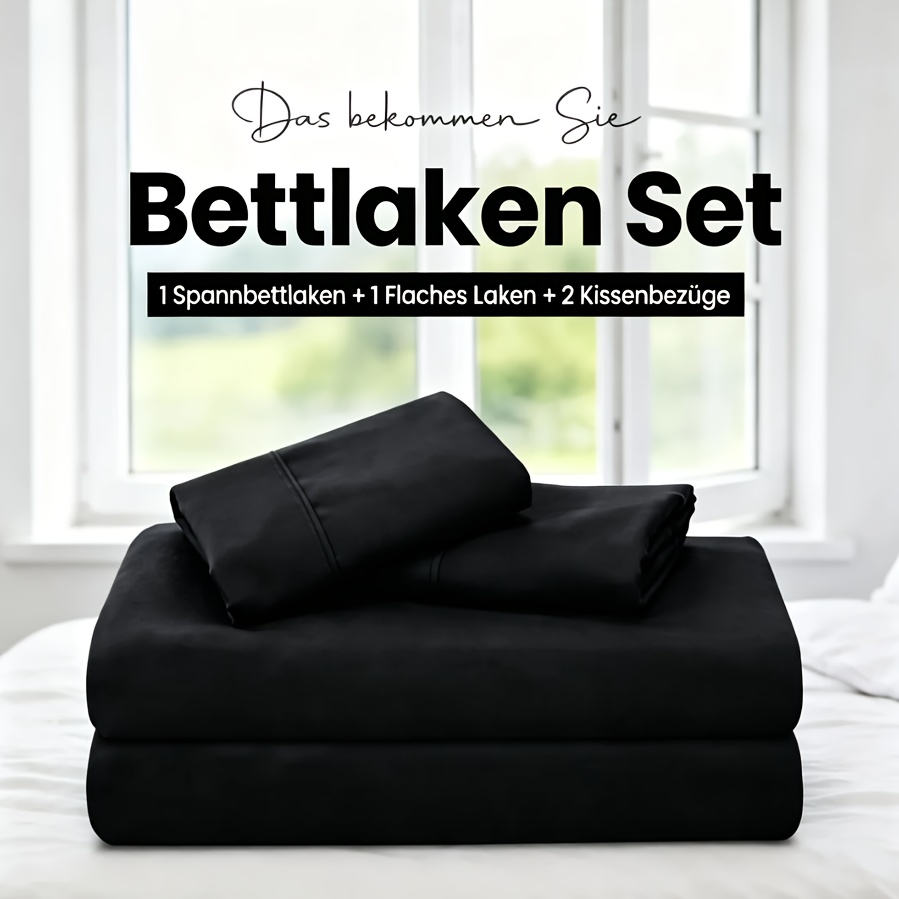Image of 3/4pcs Sheet Set - - Bedding, 14 Inch Deep Pocket Microfiber Sheet Set - Soft And Wrinkle Resistant, Bedding Includes 1 Flat Sheet, 1 Fitted Sheet, And 1/2 Pillowcases (80x80cm), Machine Washable