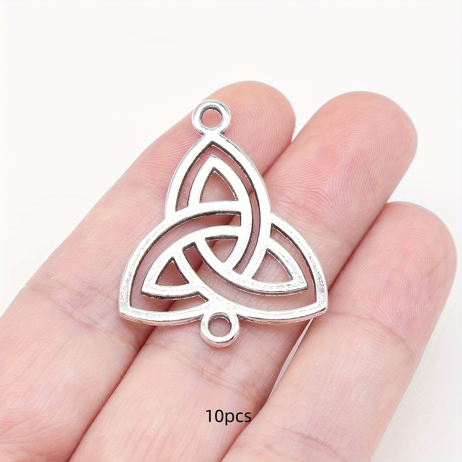 Image of 10pcs Vintage Silvery Celtic Knot Charm Connector Pendants Link For Diy Handmade Jewelry Accessories Small Business Supplies 33x26mm