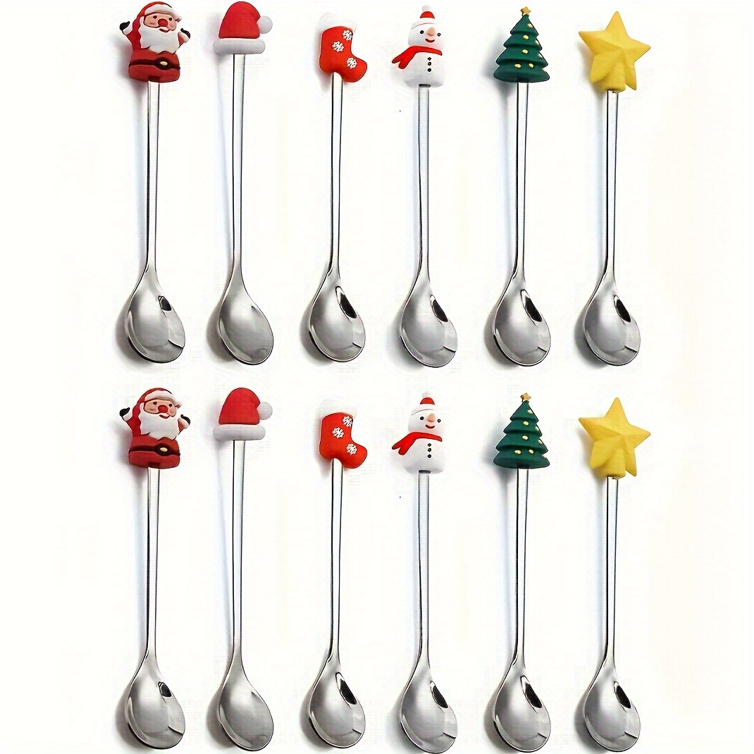 12pcs Festive Stainless Steel Christmas Coffee Spoon Set - Ideal For Desserts, Espresso & - Gift And Table Decor