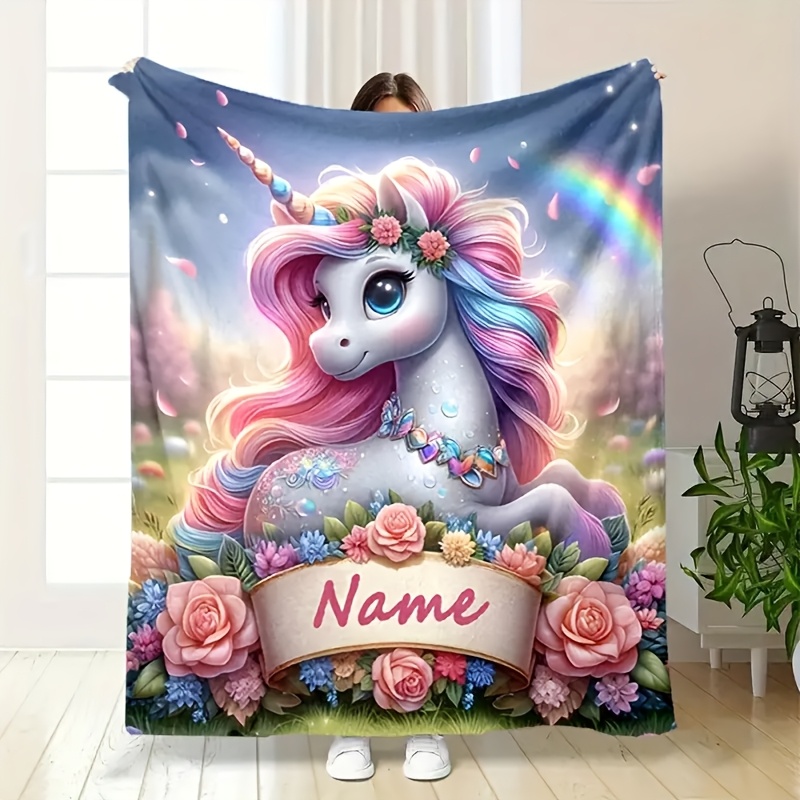 

Unicorn Blanket - Personalized Name, Hd , & Flannel For Bed, Sofa, , Dorm Decor - All-, Hypoallergenic