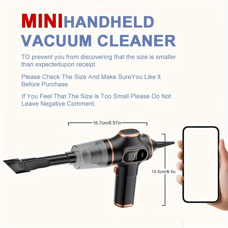 popular     portable rechargeable car vacuum cleaner with   sleek black rose golden handheld cordless dust remover with cyclone suction   brush blowing head long tube usb charging abs material cordless vacuum cleaner details 2