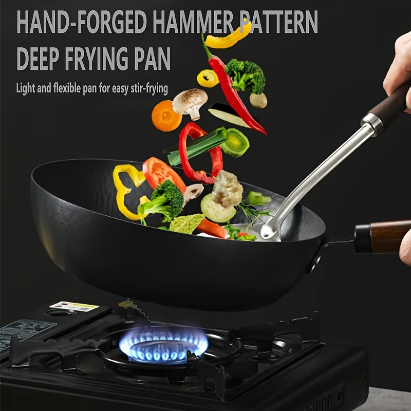 1pc   cast iron wok 11   non stick deep frying pan   induction compatible for gas electric halogen cookers versatile kitchen cookware details 0