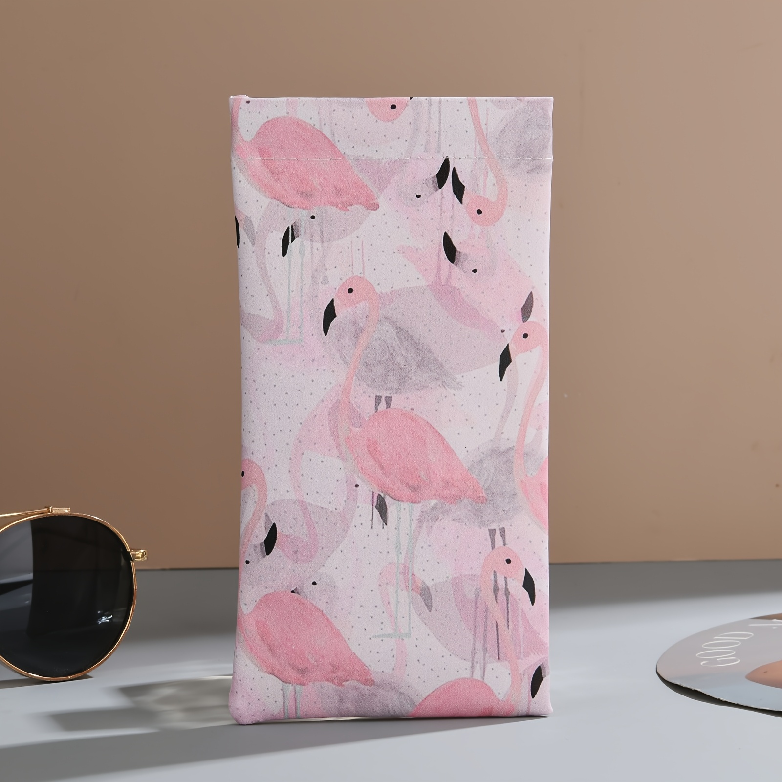 1pc, Flamingo Print Glasses Pouch, Portable Glasses Storage Bag