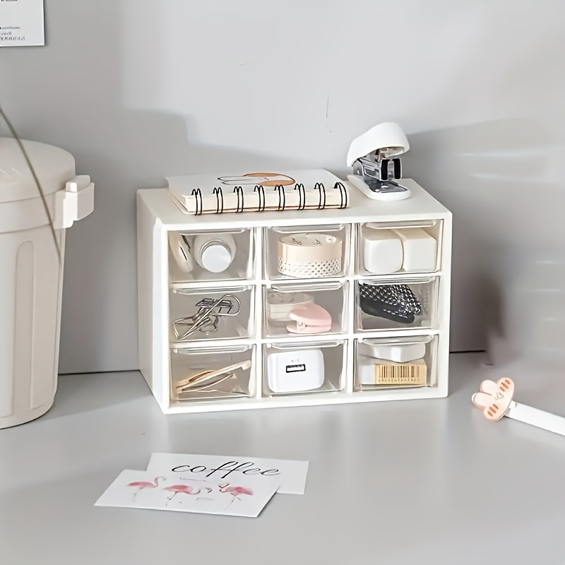 9-Fächer Schubladen-Organizer, Schubladen-Einteiler mit großem Fassungsvermögen, Kosmetik-Organizer, mit mehreren Fächern * für Schreibtisch, Büro und Schlafzimmer, glatte Oberfläche für einfache
