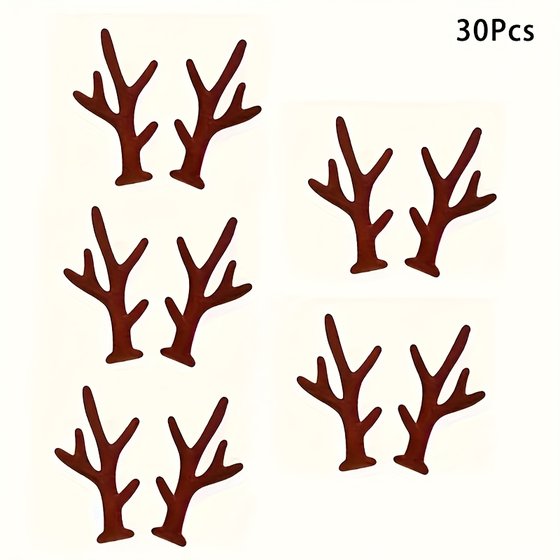 TEMU 30pcs Christmas Reindeer Antlers Diy Craft Supplies, Snowman Hand Craft Xmas Reindeer S Decor For Diy Craft, Velvet Felt Reindeer Horns For Hair
