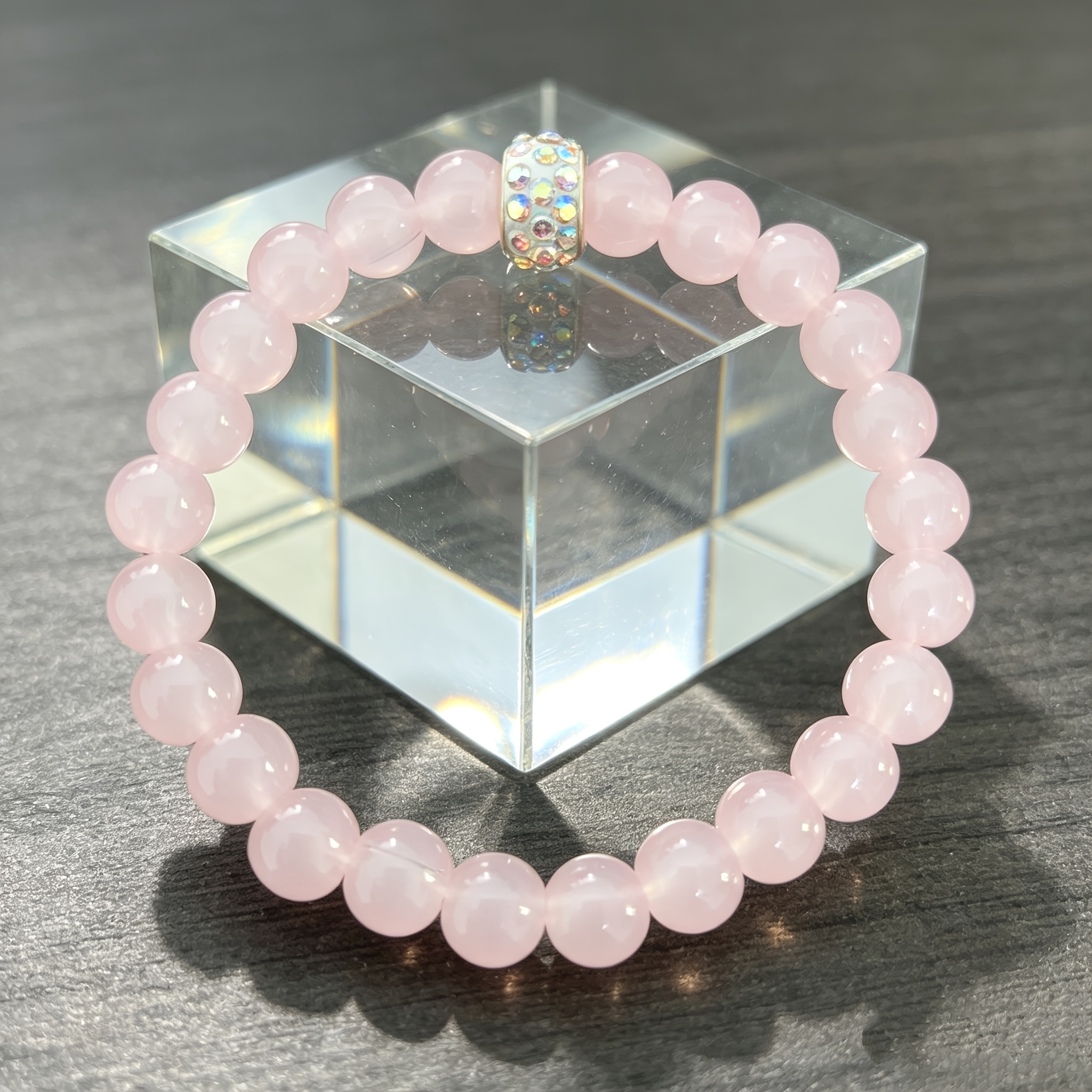 Bohemian Multicolor Moonstone & Pink Beads Couple Bracelet, Gift