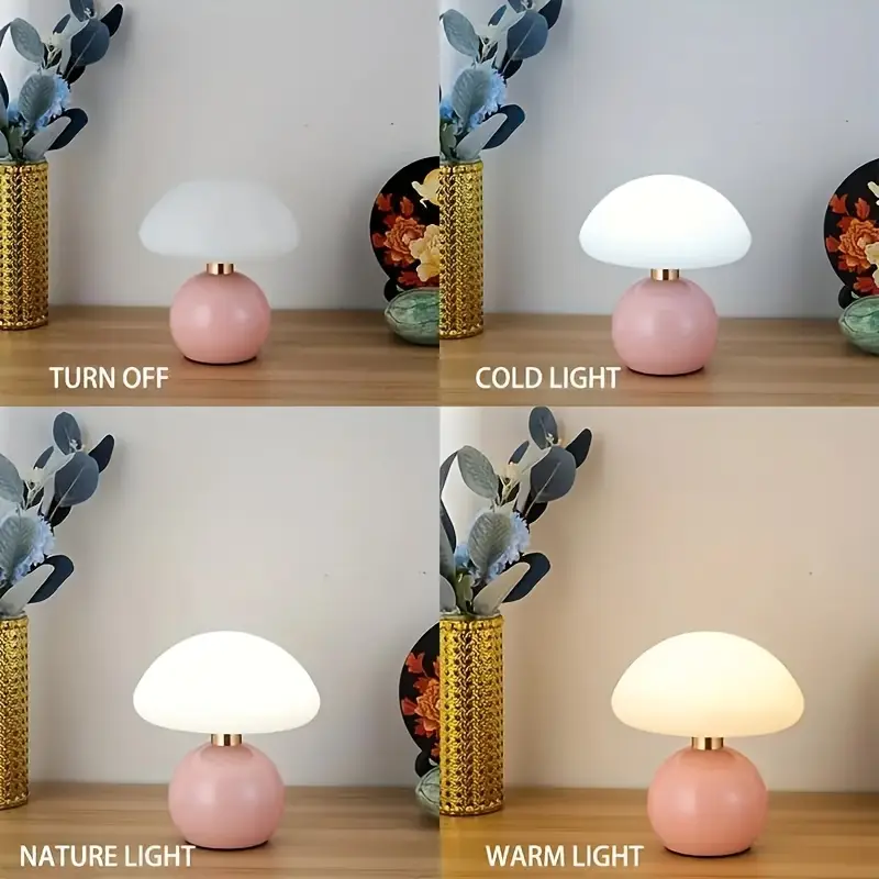 elegant usb powered ceramic mushroom table lamp with adjustable brightness touch control soft dimmable light for bedroom living room desk and home office decor usb lighting fixture living room lamp desk lamp sleek cylindrical shade durable plastic body Product details 4