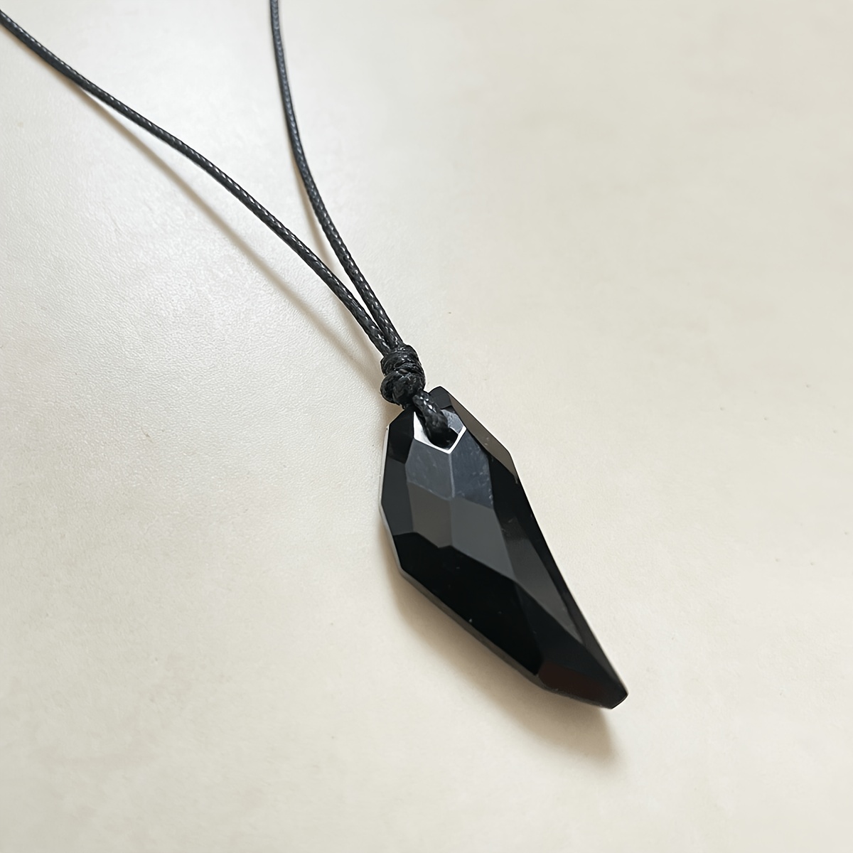Image of 1pc Wolf Tooth Pendant Fashion Men's Necklace Adjustable Length Black Wax Rope Necklace Men's Gift Son Dad Father's Day Present
