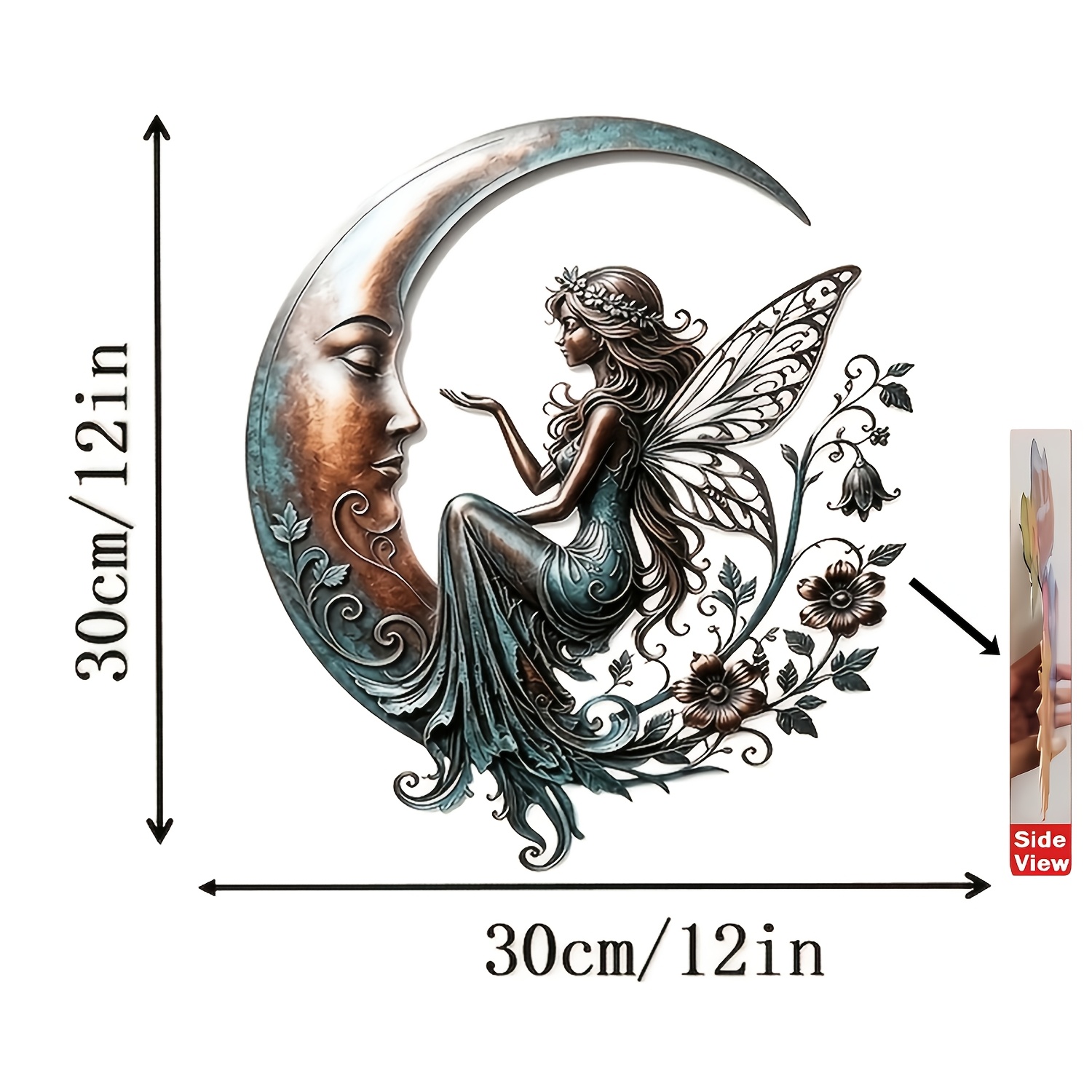 TEMU 2d Flat, [2d Flat] 2d Flat Hollow-out Vintage Iron Wall Hanging, Face Elf Wall Art, Bohemian Rustic Farmhouse Decor, Suitable For Porch, Patio,