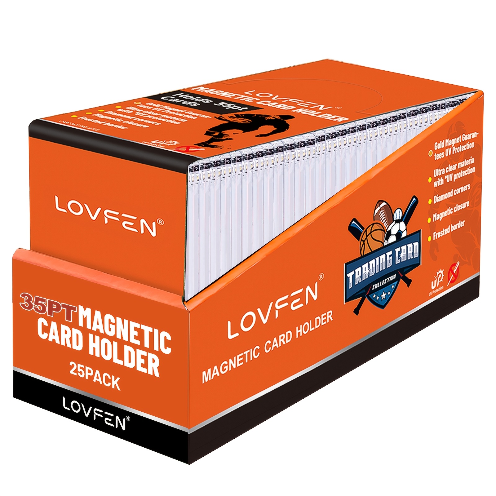TEMU LOVFEN 25 Cartes Magnétiques, ULTRA- Cartes Simple , Protecteurs UV en Plastique Dur pour Cartes à Collectionner, Étui Magnétique, Sports, Jeux,