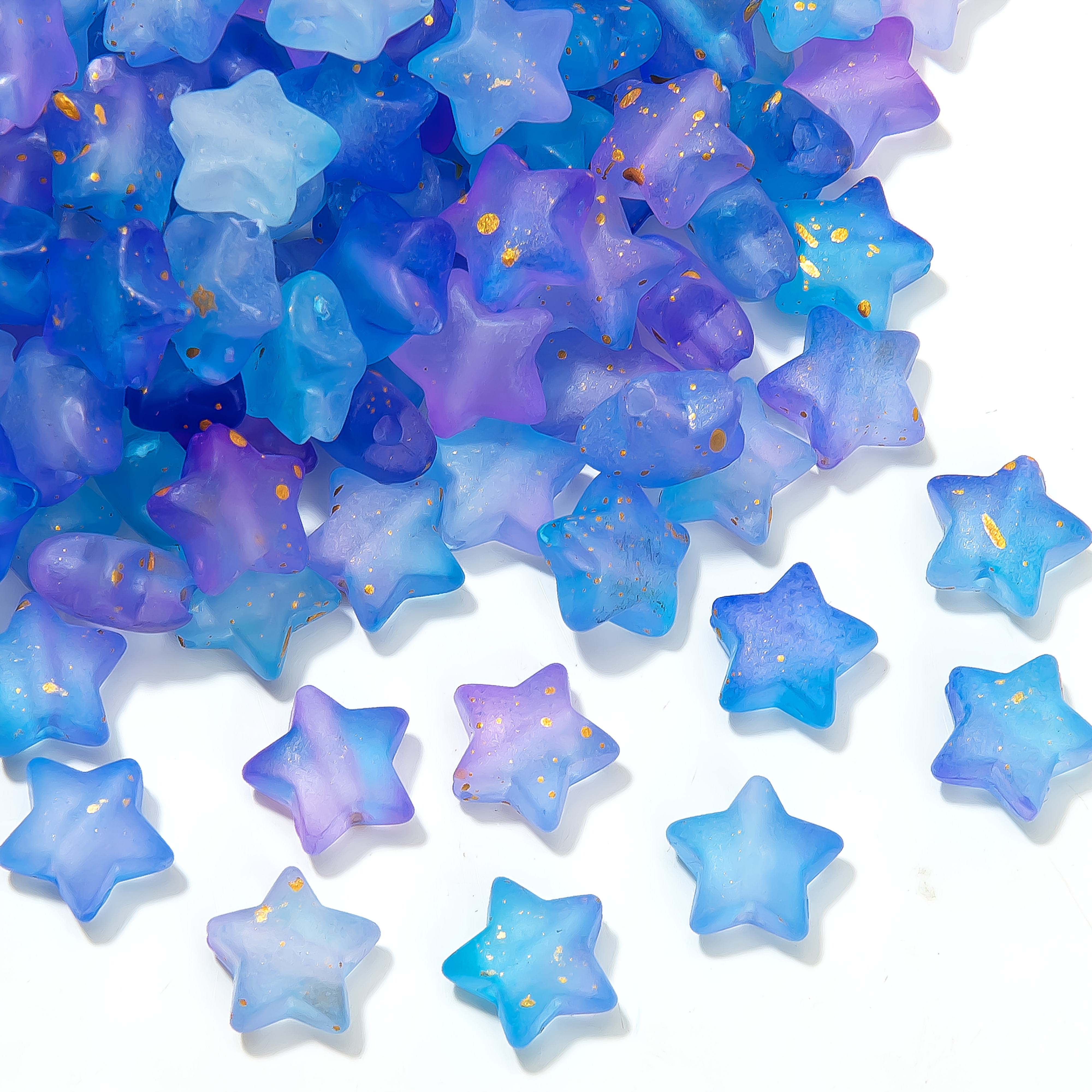Image of 300pcs Blue-purple -shaped Beads - Perfect For Jewelry Making, Bracelets, Earrings, Necklaces - Colorful Matte Frosted Acrylic Craft Additions, Pendant Additions, Jewelry Making Pendants